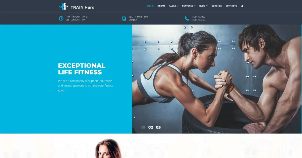 Train Hard Fitness WordPress Theme screenshot