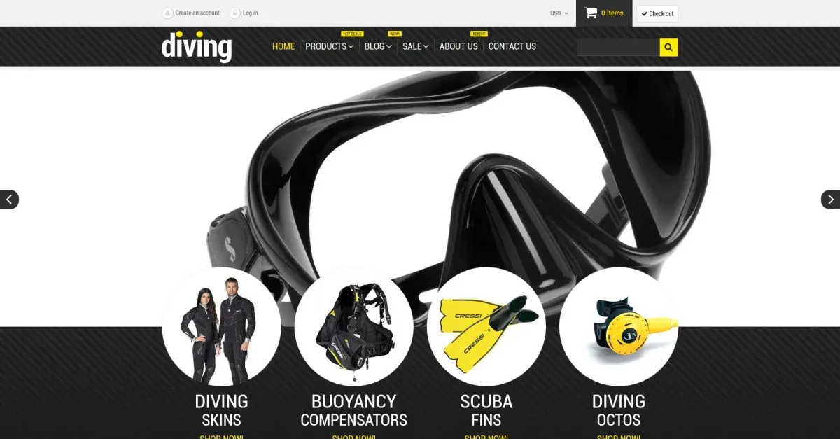 Diving Shop Shopify Theme screenshot