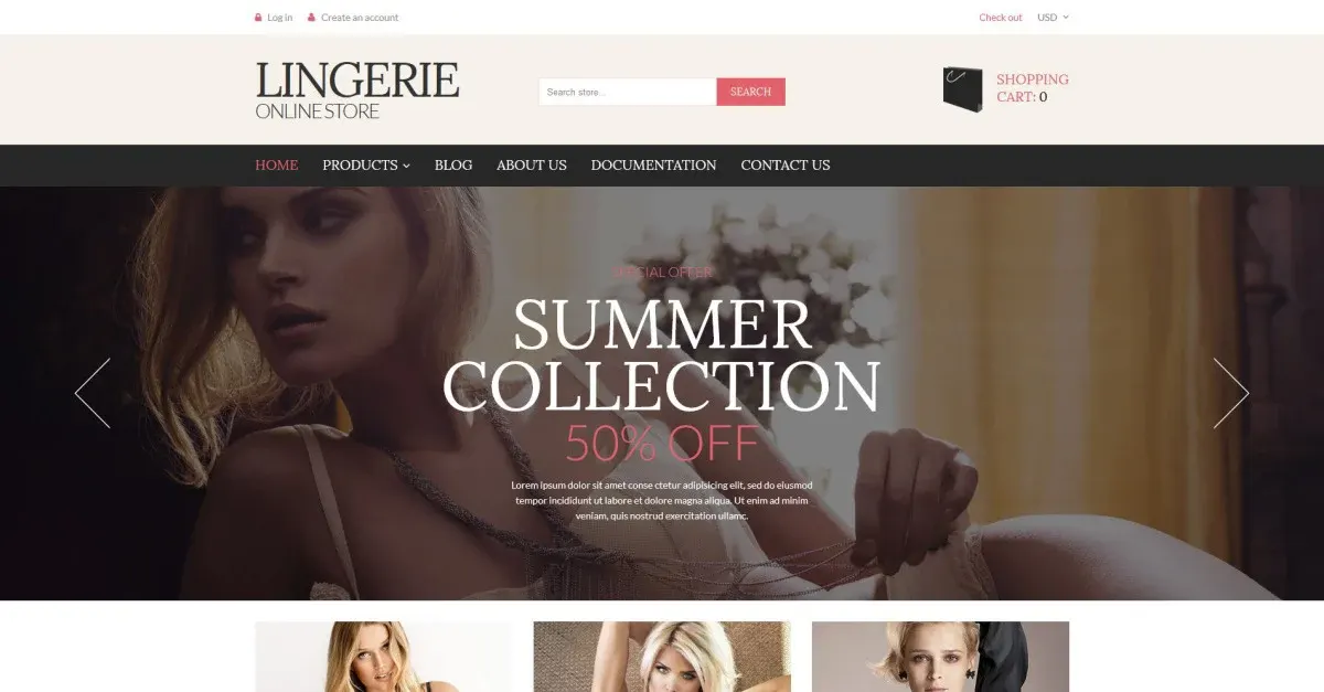 Lingerie Store Shopify Theme screenshot
