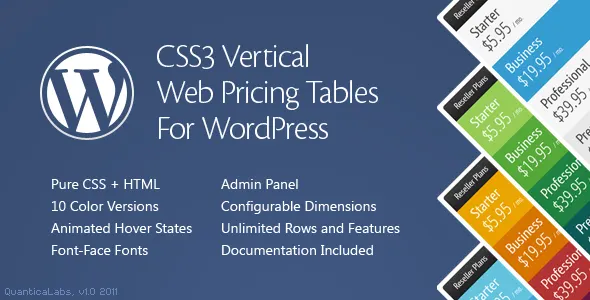 Vertical Pricing Tables for WordPress screenshot