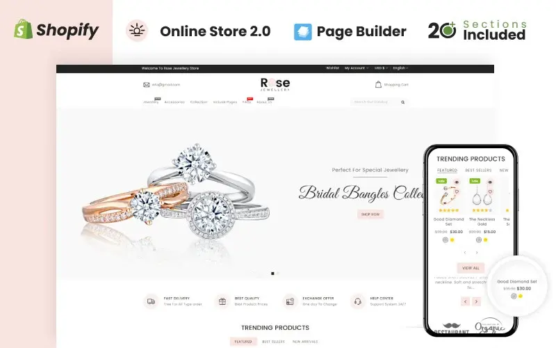 Sparking Shopify Themes For Online Watch And Jewelry Stores