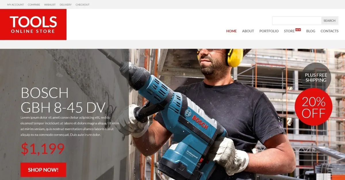 Free Tools & Equipment Responsive WooCommerce Theme screenshot