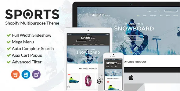Bootstrap Shopify Theme Winter Sports & Outdoors screenshot