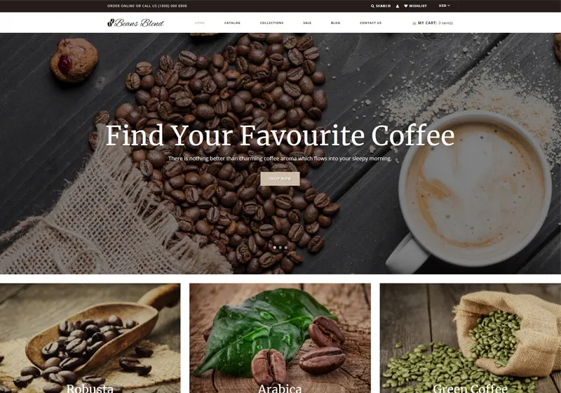 Responsive Shopify Themes For Online Coffee Shops
