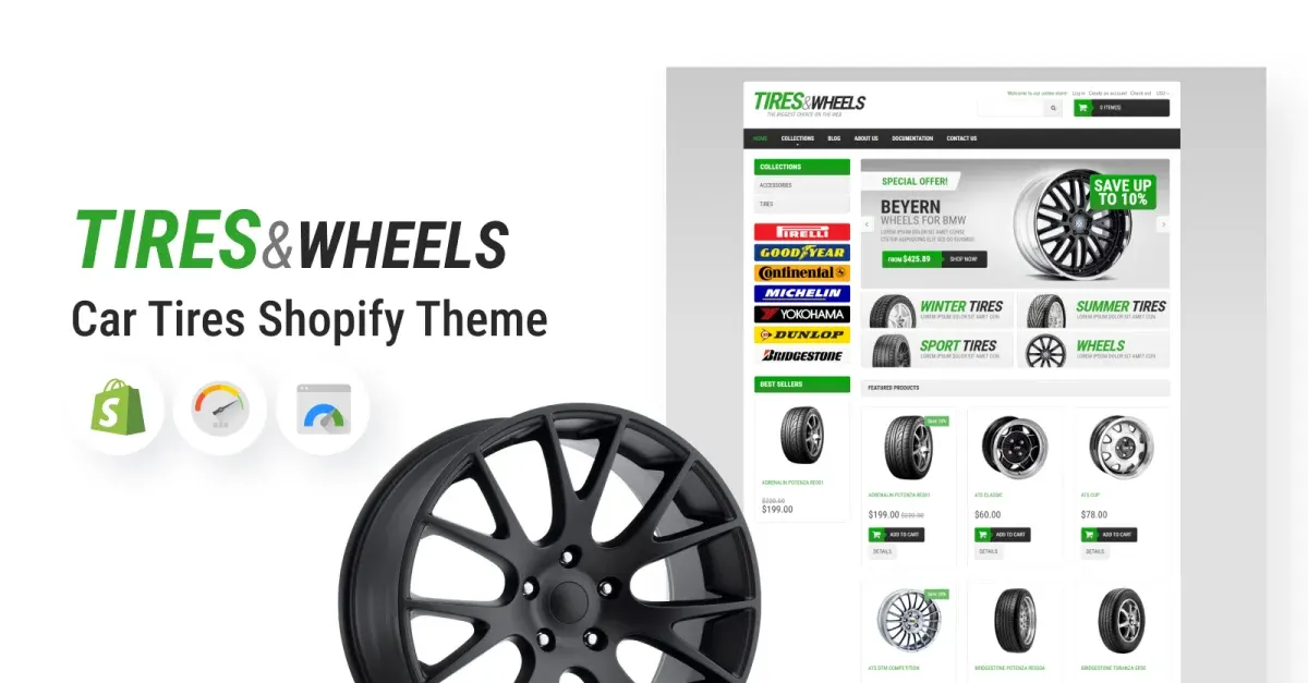 Clean Car Tires Shopify Theme screenshot