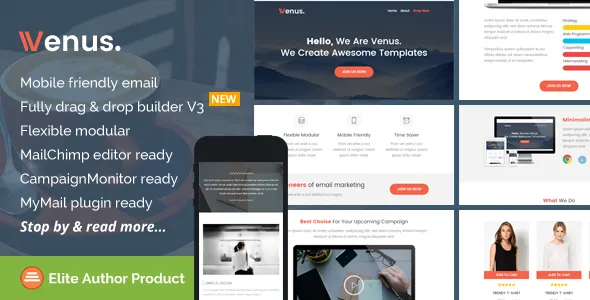 Venus, Multipurpose Email Theme + Builder Access screenshot