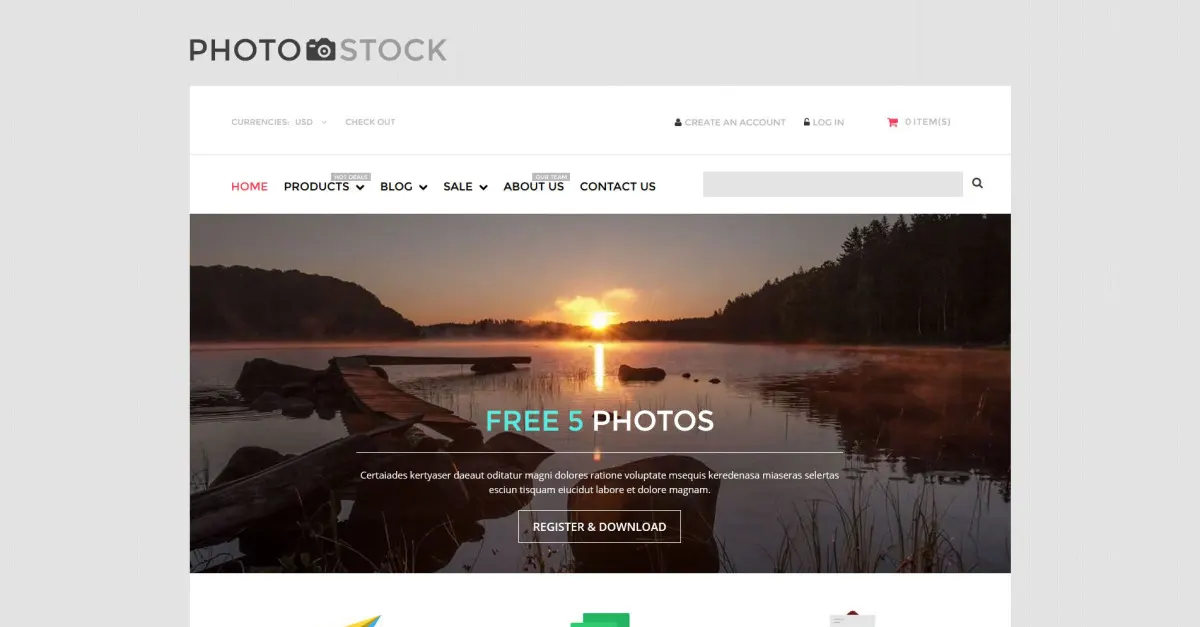 Stock Photo Responsive Shopify Theme screenshot