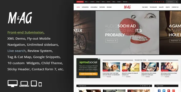 MAG = Grid Magazine / News WordPress Theme / Front-end Submission screenshot