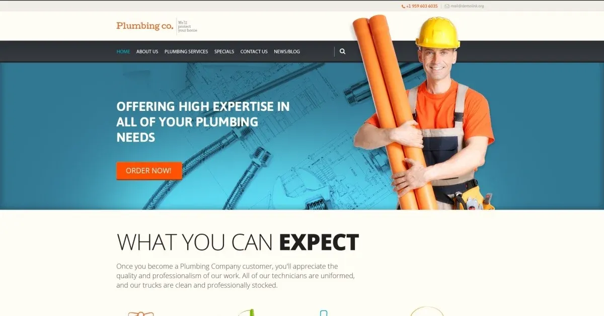 Free Plumbing Services WordPress Template screenshot