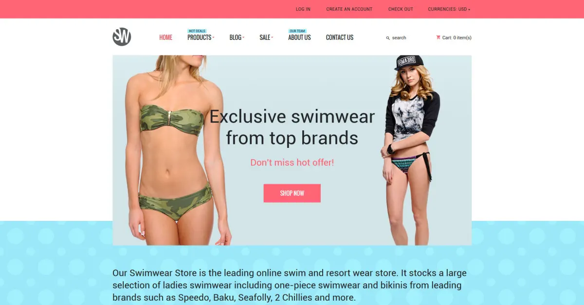 Swimwear Shopify Theme screenshot