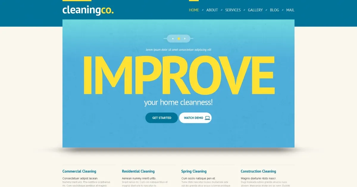 Free WordPress Template for Cleaning Services screenshot