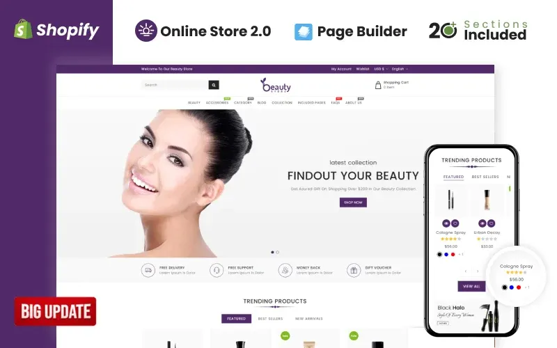 Beauty Cosmetics Store Shopify Theme screenshot