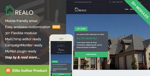 Realo, Real Estate Email Template + Builder Access screenshot