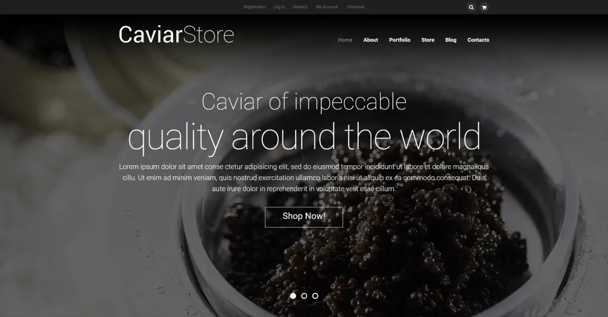 Caviar Online Store WooCommerce Theme screenshot
