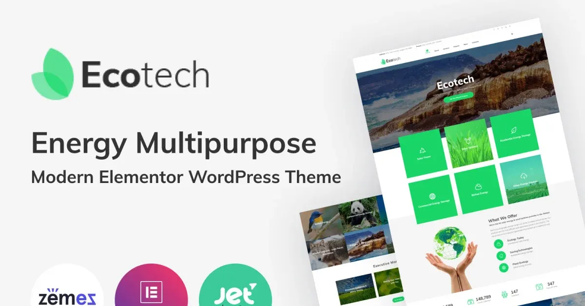Ecotech – Environmental Company & Green Energy WordPress Elementor Theme (Multipurpose) screenshot