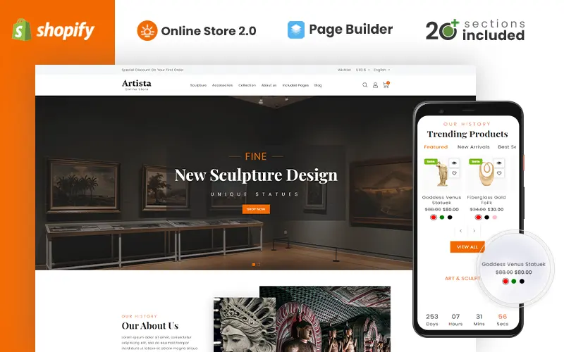 Contemporary And Cool Shopify Themes For Artists And Art Galleries