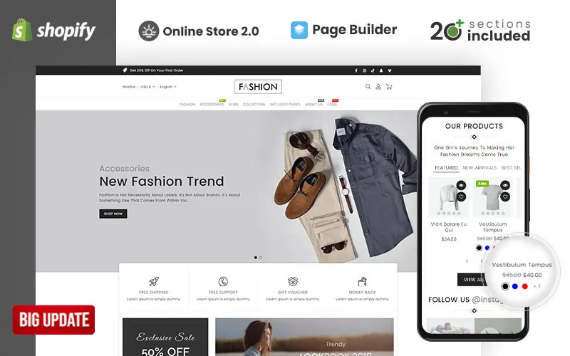 Fashion Clothing and Accessories Shopify Os 2.0 Theme screenshot