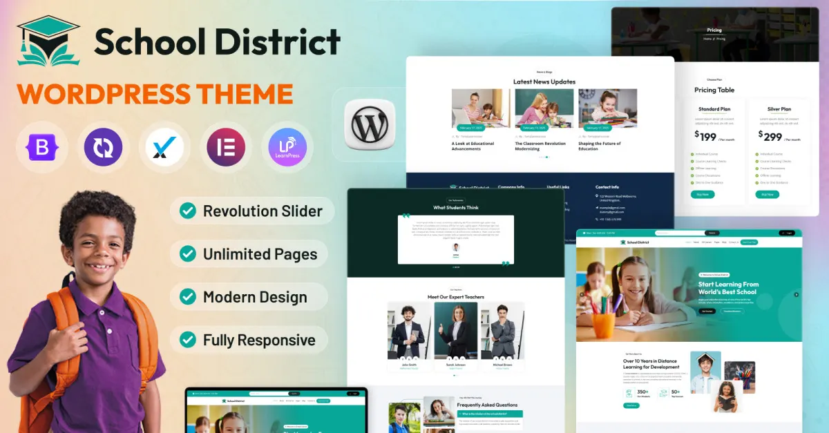 School District Elementor WordPress Theme screenshot
