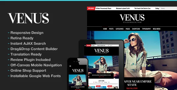 Venus | News Magazine Blog WordPress screenshot