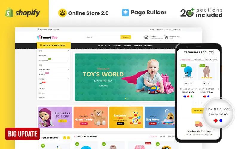 Sweet Shopify Themes For Selling Toys, Clothing, And Products For Children