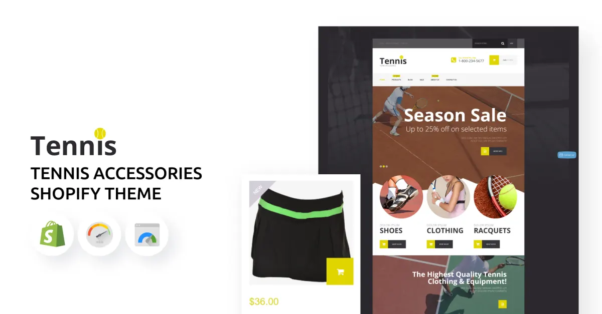 Tennis Accessories Store Shopify Theme screenshot